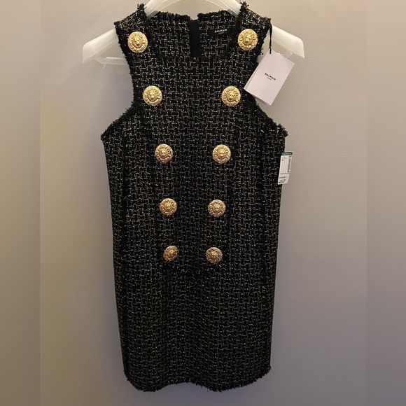 NWT Balmain A-line Round-Neck Woven Mini Dress - Picture 11 of 16